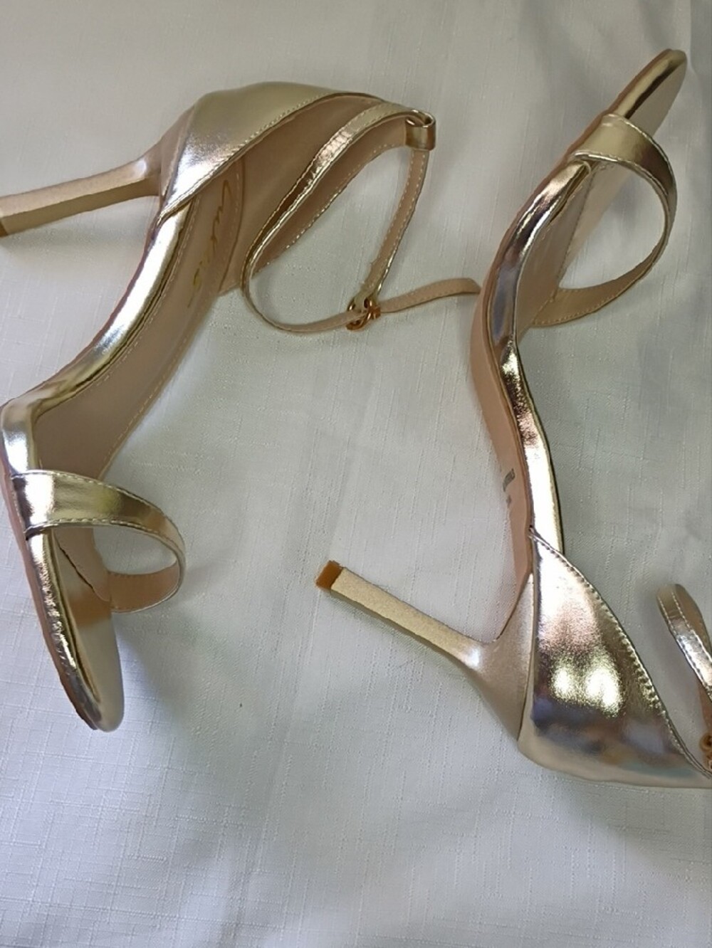 Lulus Gold Ankle-Strap High Heel Sandals Size 8.5 - Picture 8 of 11
